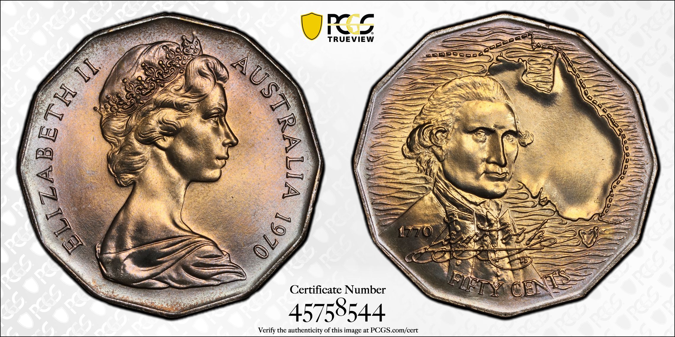 Captain Cook, Fifty Cent, 1970, PCGS MS67