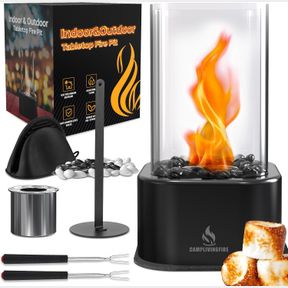 TABLETOP FIRE PIT, SQUARE INDOOR FIRE PIT ETHANOL TABLETOP FIREPLACE, SMORES TABLE TOP FIREPIT FOR PATIO DECOR, GIFTS FOR WOMEN MO