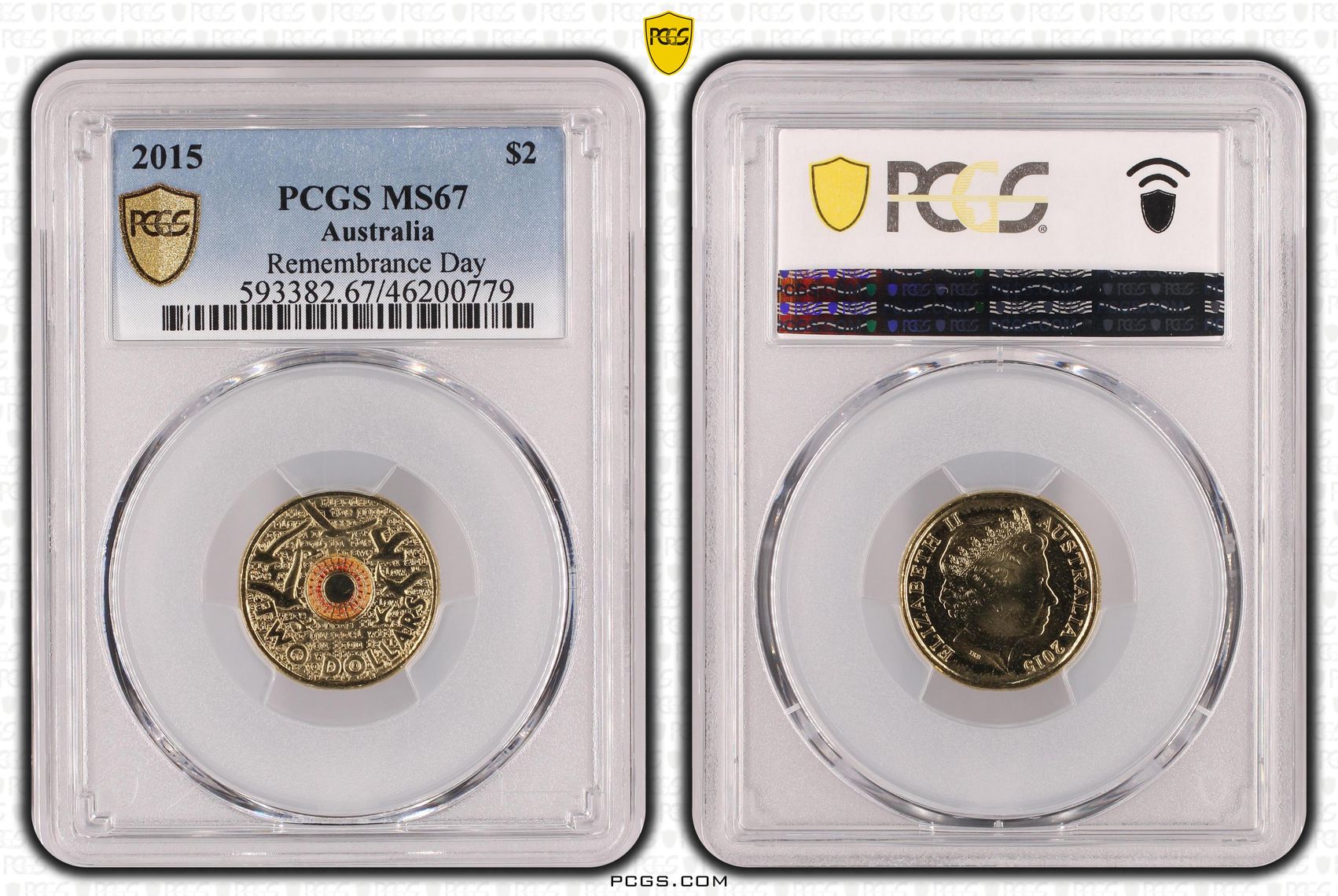 Remembrance Day, Two Dollar, 2015, PCGS MS67