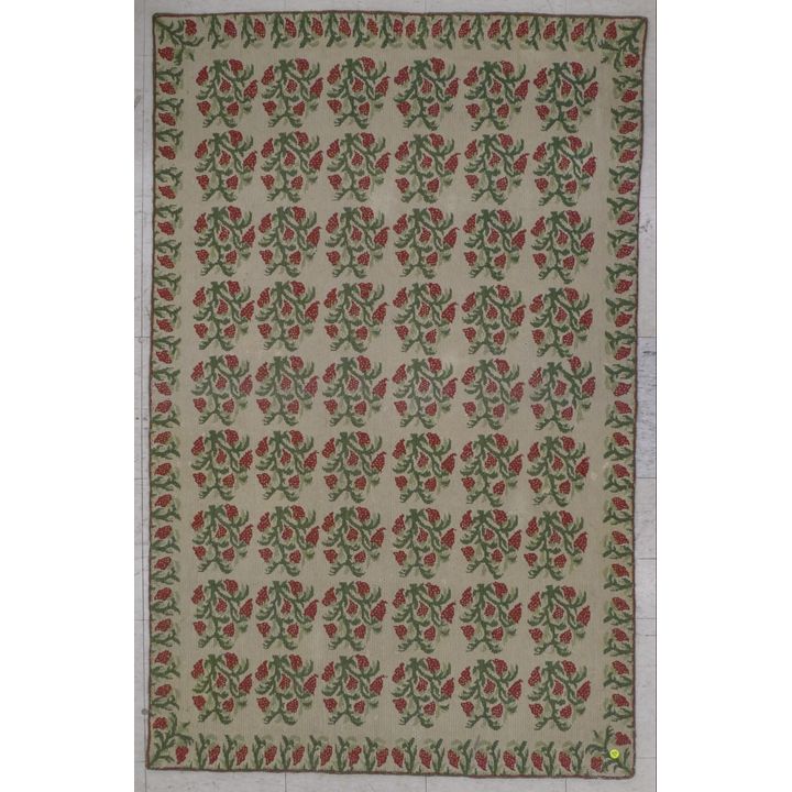 Antique Needlework Strawberry Rug- 3'6''x5'4''