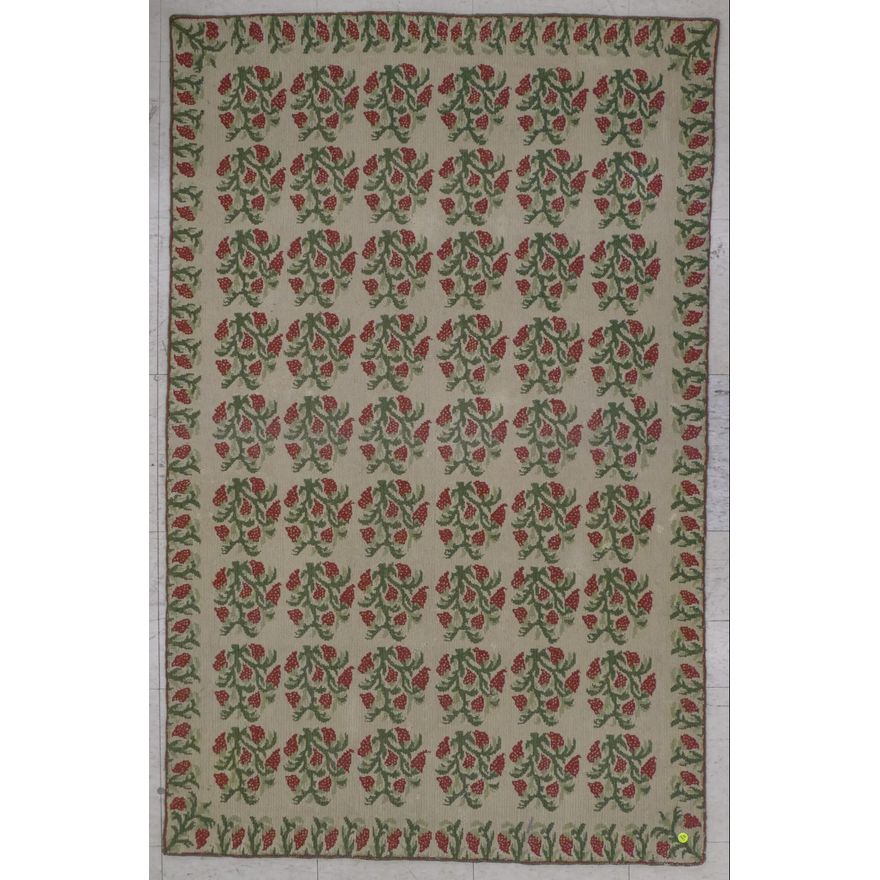 Antique Needlework Strawberry Rug- 3'6''x5'4''