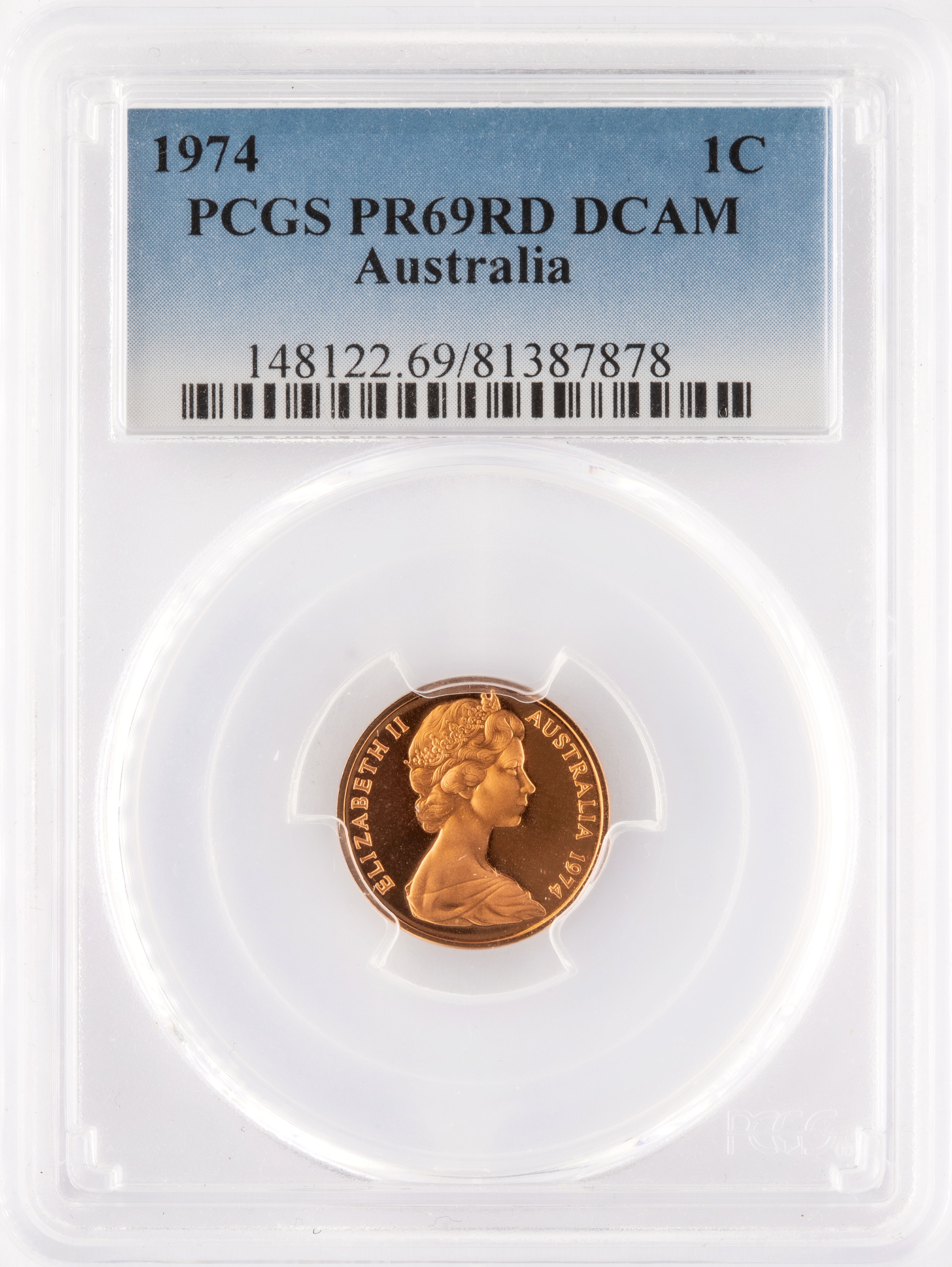 One Cent, 1974, Pcgs Pr69dcam