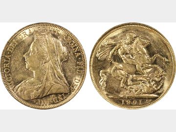 1901 VICTORIA MELBOURNE MINT OLD HEAD GOLD SOVEREIGN AU58