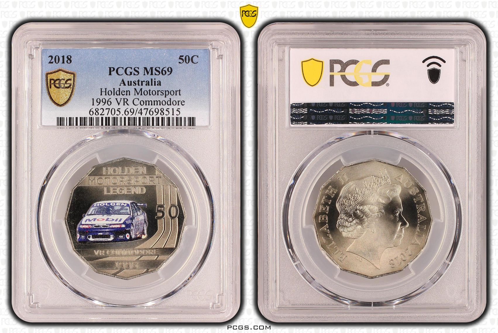 Elizabeth II, Holden Motorsport - 1996 VR Commodore, Fifty Cent, 2018, PCGS MS69