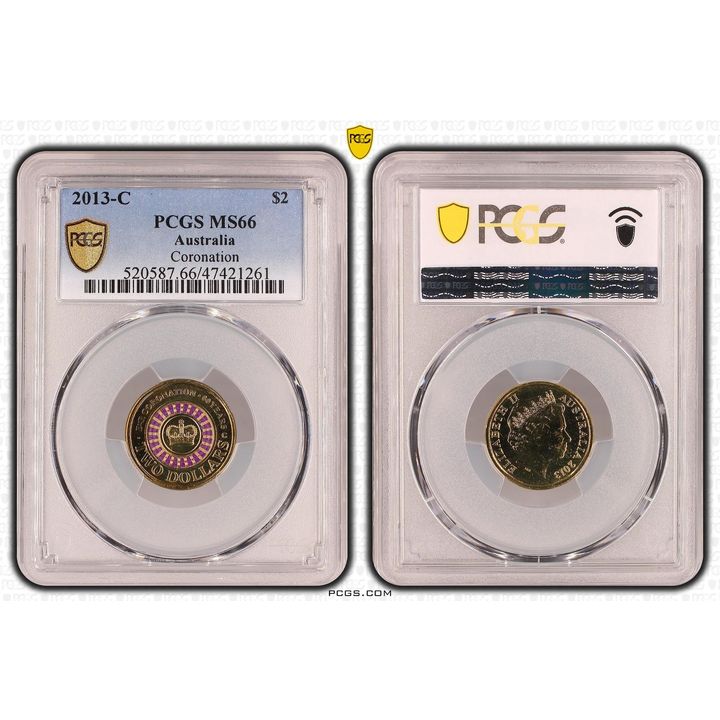 Coronation 'C' MM $2 Coloured Coin - MS66