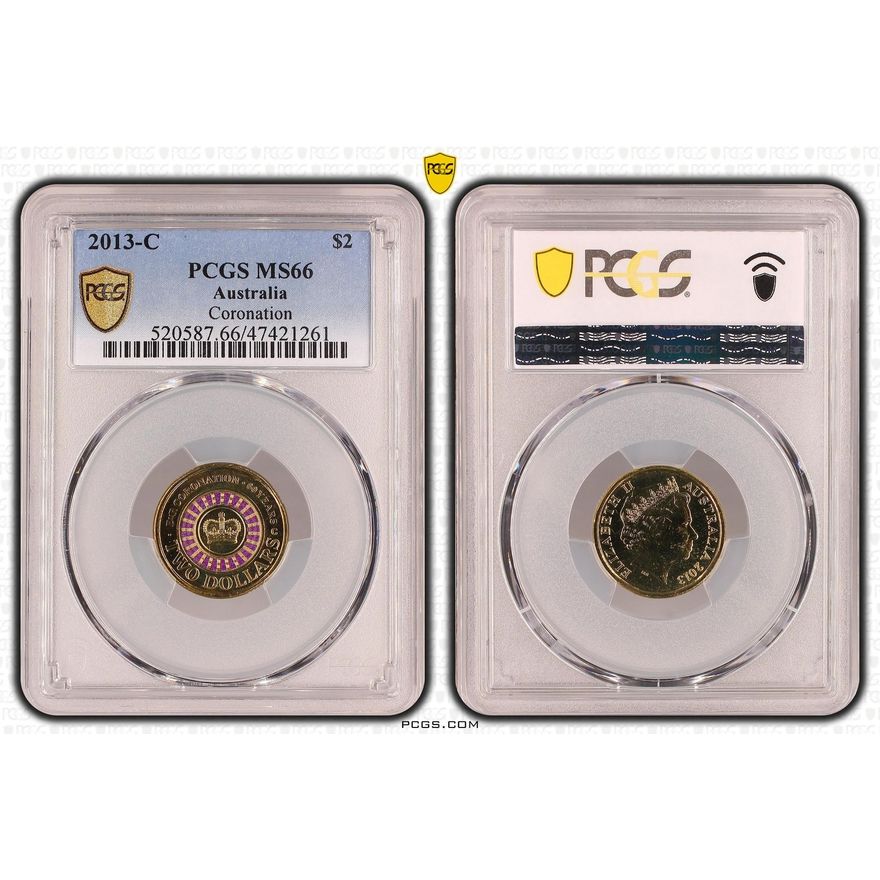 Coronation 'C' MM $2 Coloured Coin - MS66