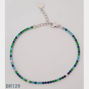 STERLING SILVER MULTI COLOUR 2 CZ TENNIS BRACELET - 51543/279
