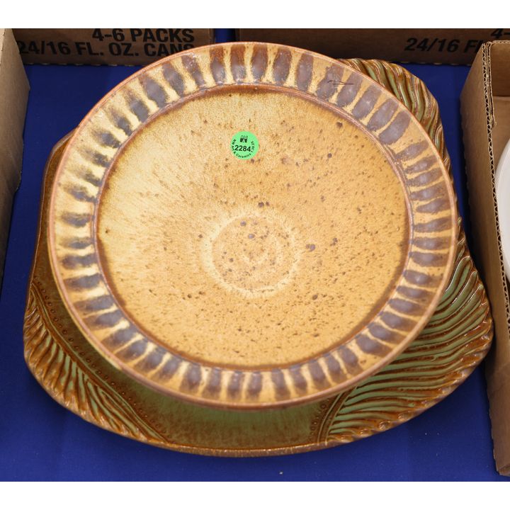 2pc NW Studio Pottery Bowl and Tray 9'' to 11''