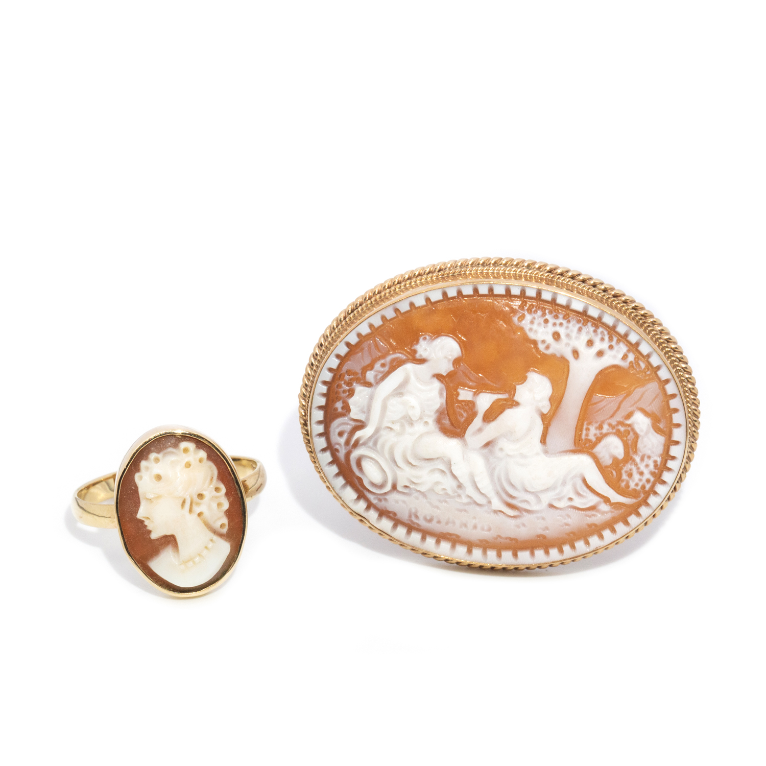 9ct Cameo Brooch and Ring