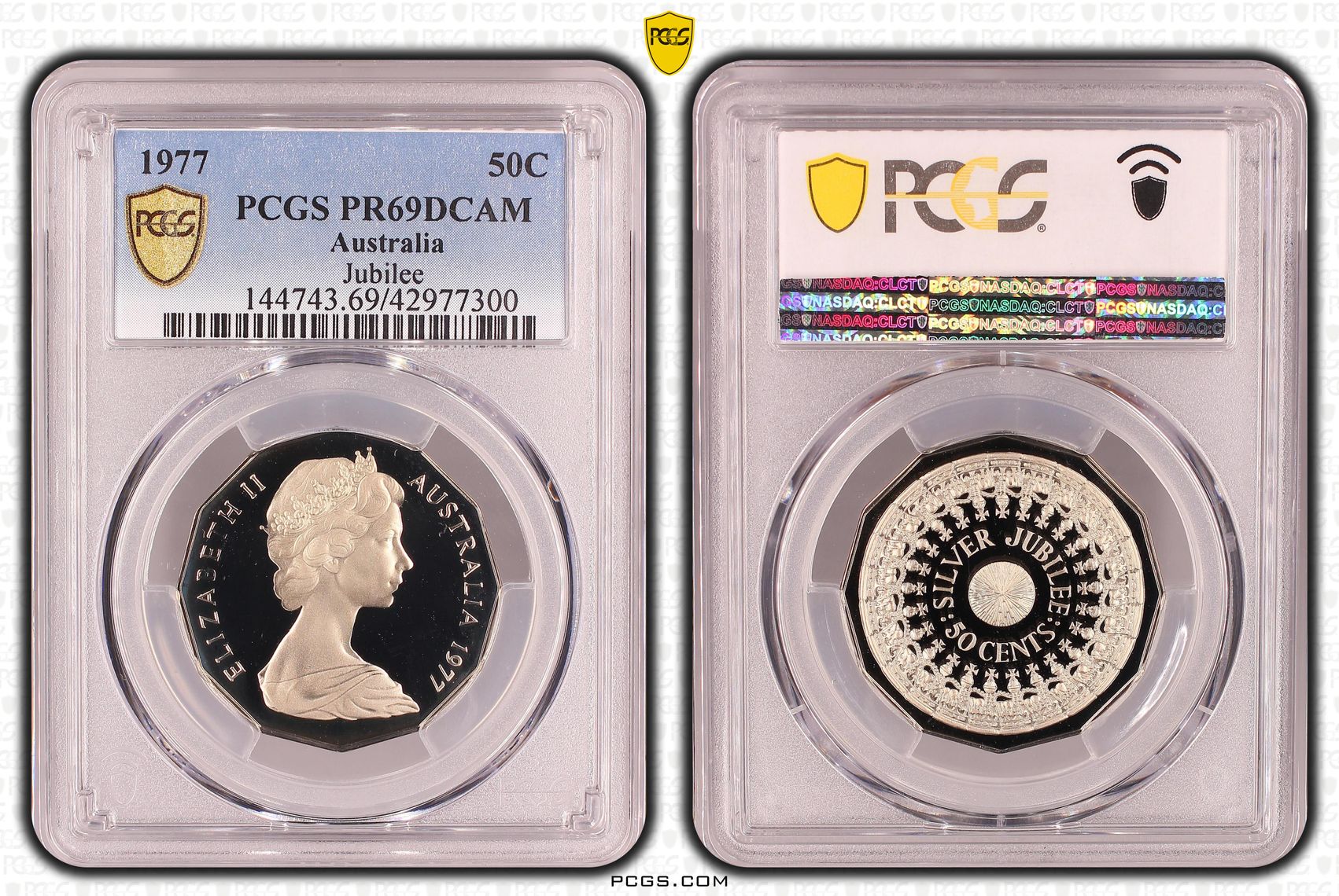 Elizabeth II, Jubilee, Fifty Cent, PR69DCAM , 1977