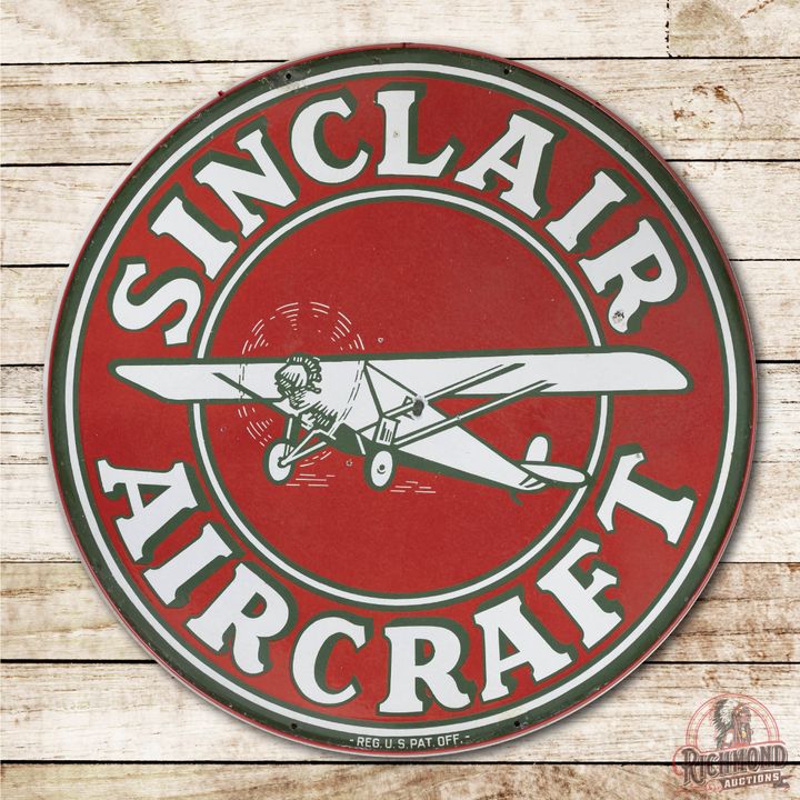48" Sinclair Aircraft Double Sided Porcelain Sign TAC 8 & 7.5