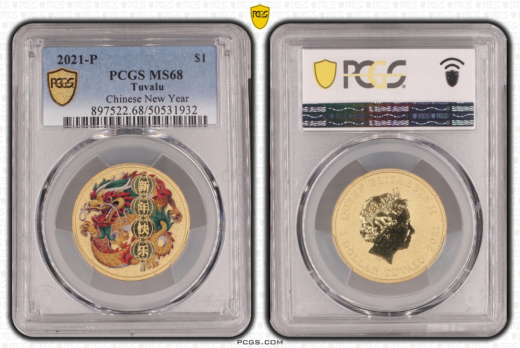 Tuvalu, Chinese New Year, One Dollar, 2021-P, PCGS MS68