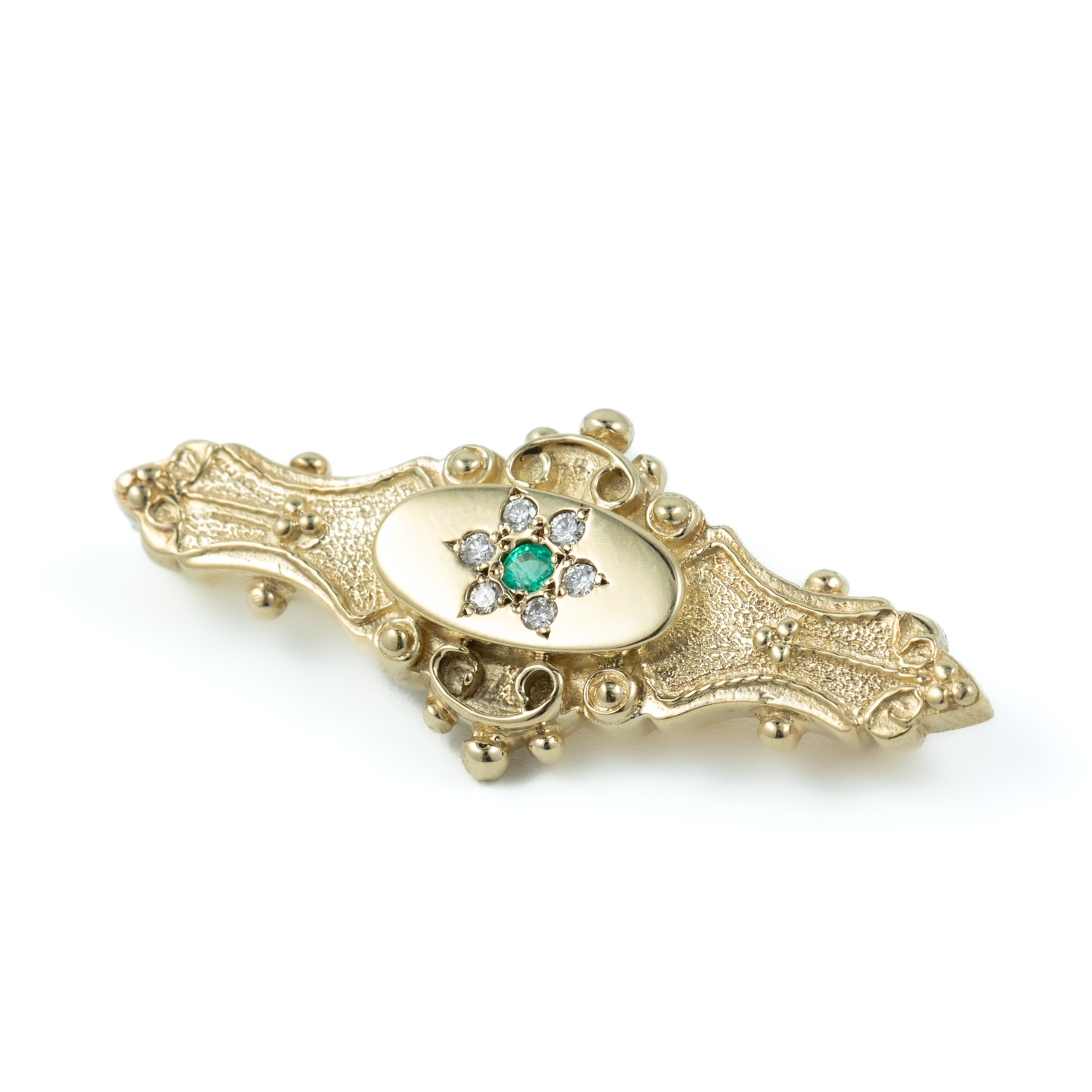 280 · Emerald and Diamond 9ct Gold Brooch,