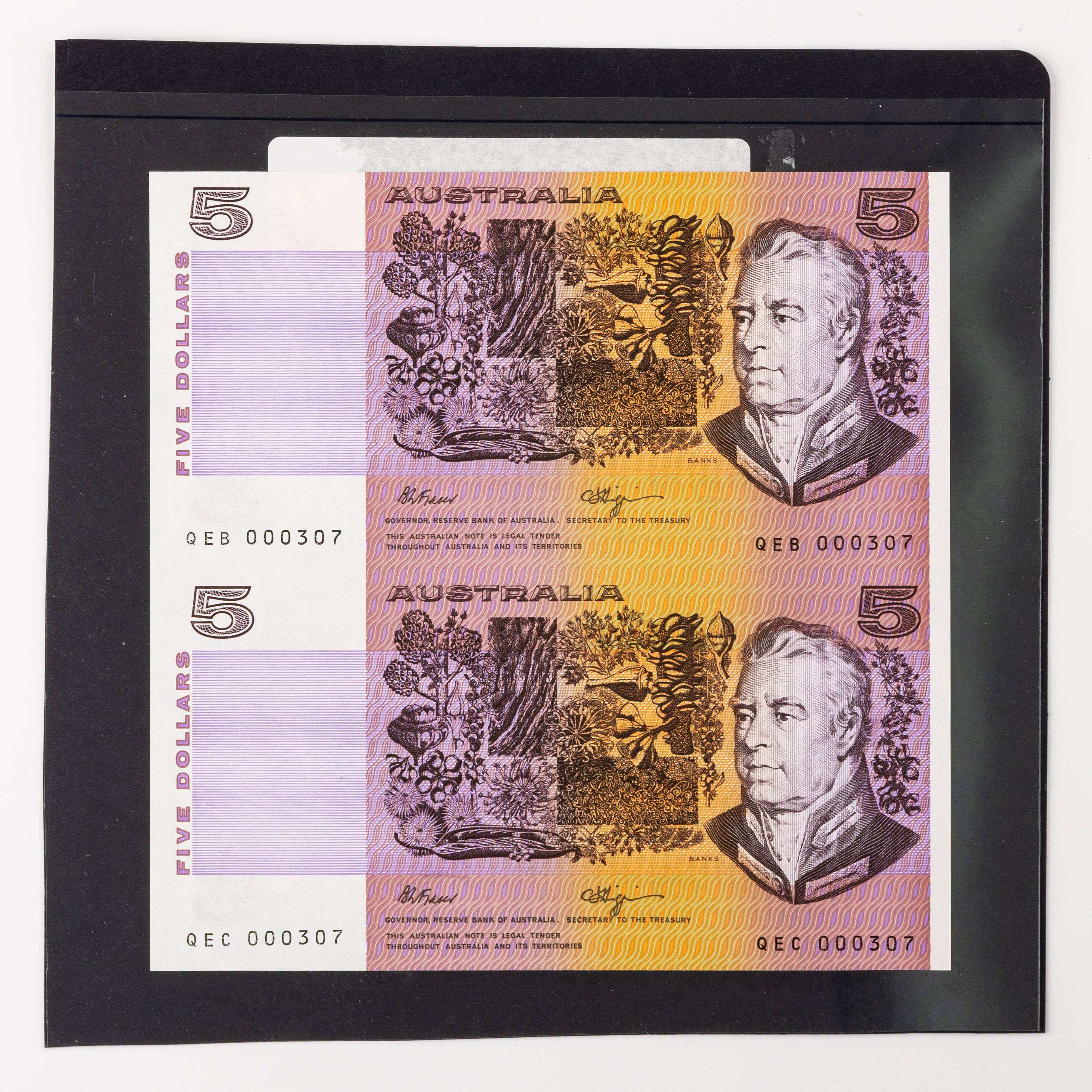 Uncut Notes, Five Dollars, 1990, UNC