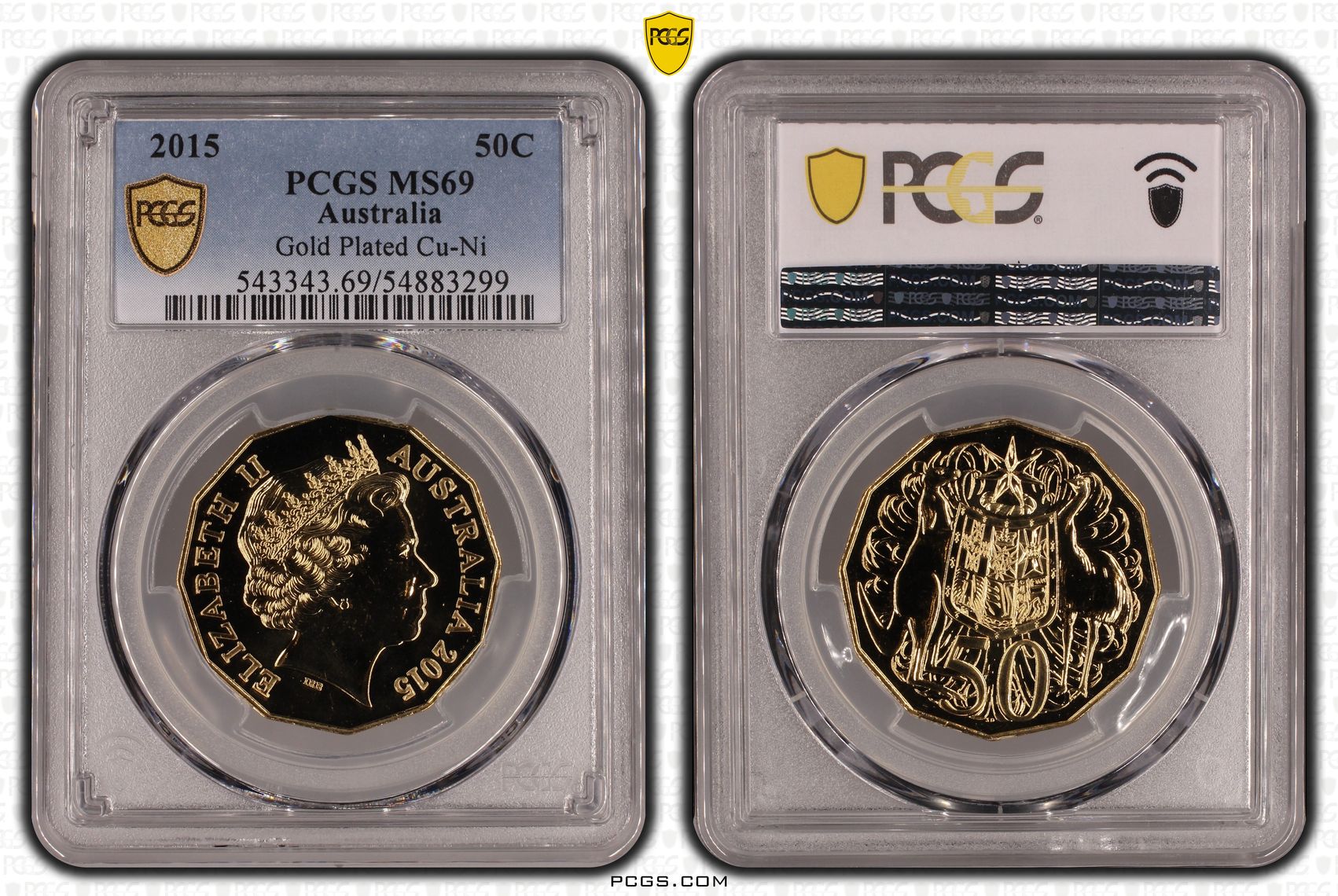 Gilt Cu-Ni, Fifty Cent, 2015, PCGS MS69
