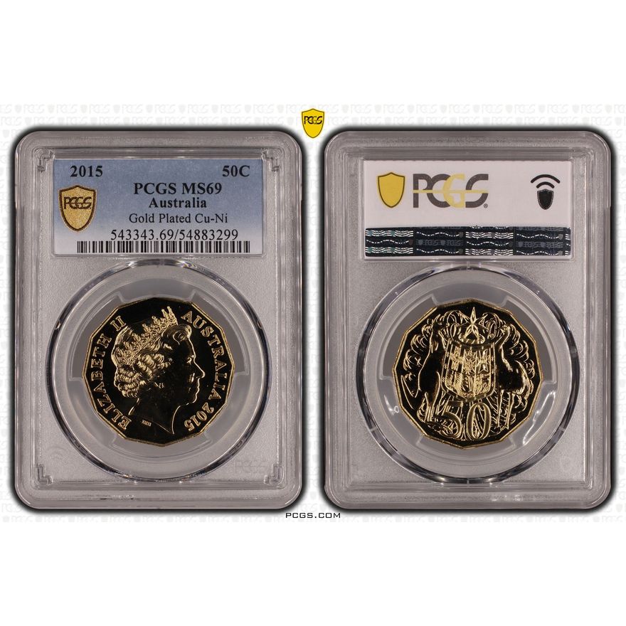 Gilt Cu-Ni, Fifty Cent, 2015, PCGS MS69
