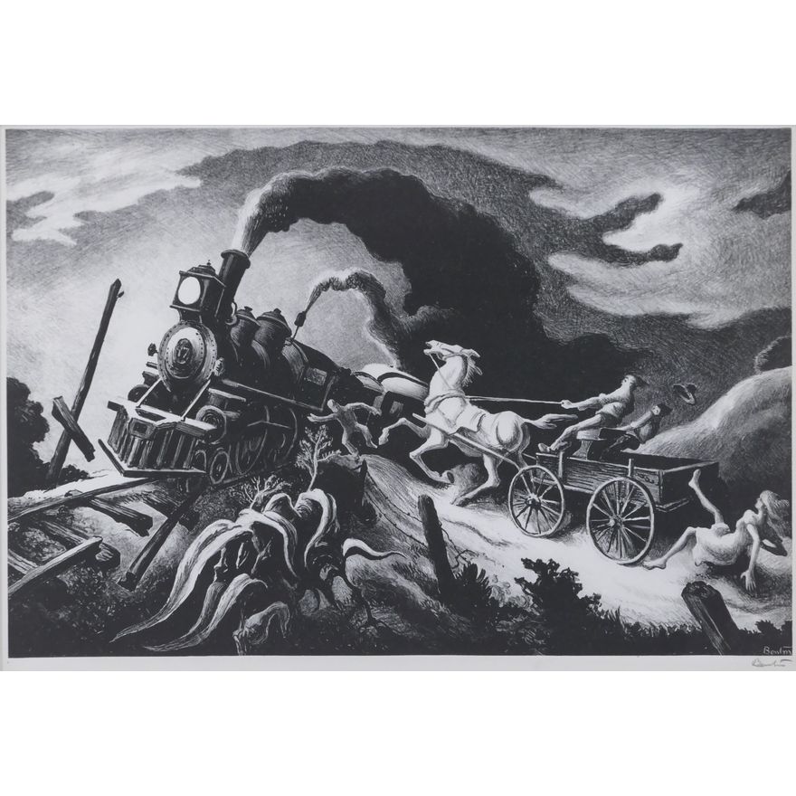 Thomas Hart Benton ''Wreck of the Ol' 97'' 1944 Lithograph