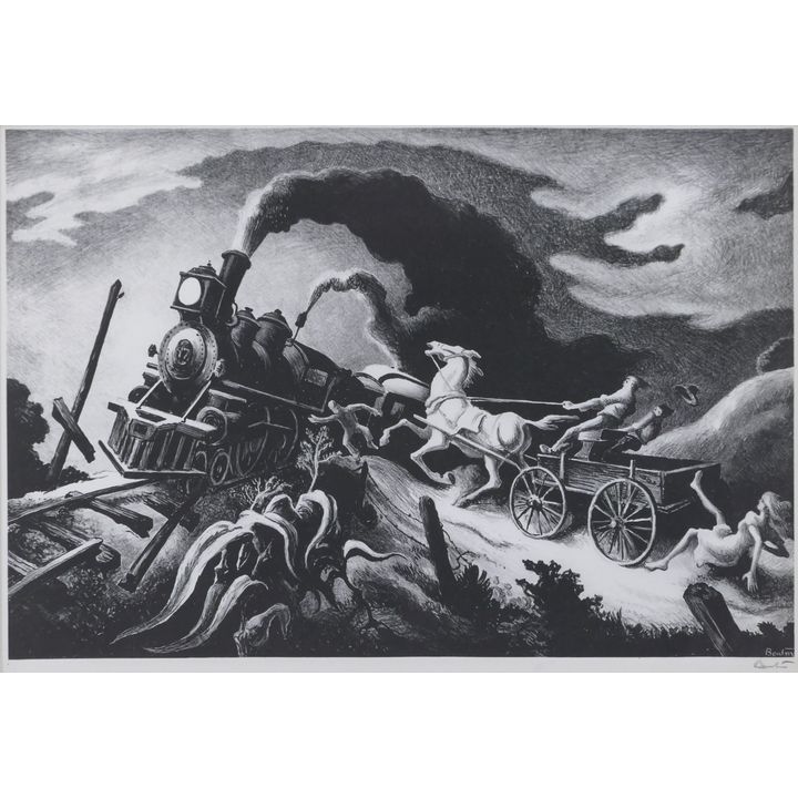 Thomas Hart Benton ''Wreck of the Ol' 97'' 1944 Lithograph