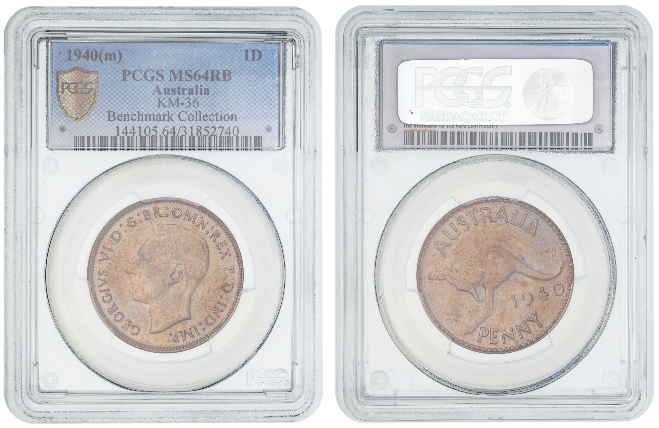 George VI, Penny, 1940, PCGS MS64RB