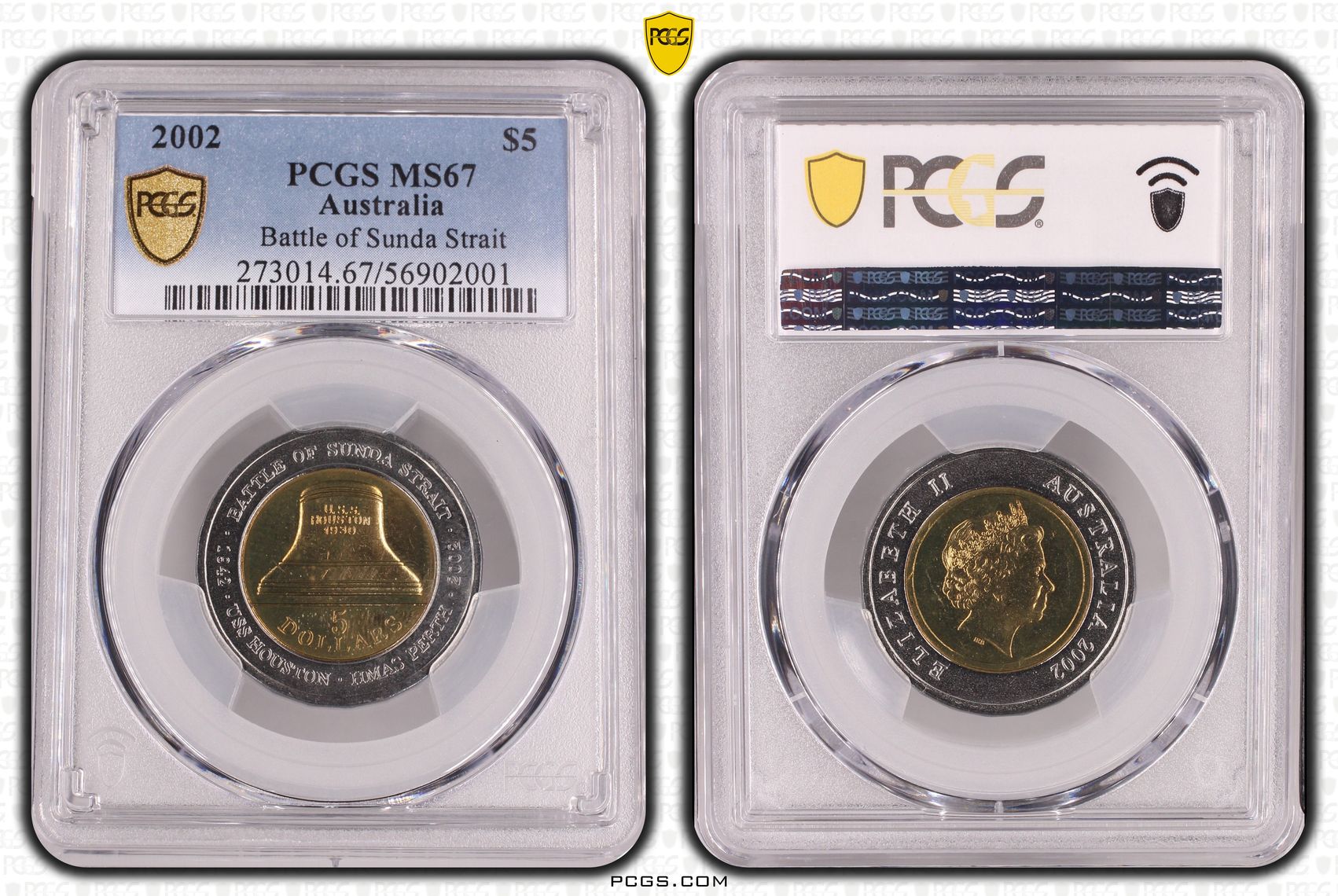 Battle of Sunda Strait, Five Dollar, 2002, PCGS MS67