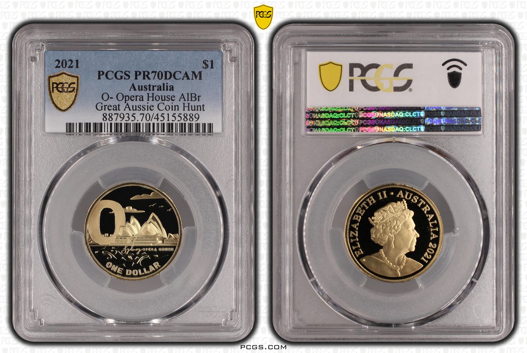 Elizabeth II, O- Opera House AlBr, One Dollar, 2021, PCGS PR 70DCAM