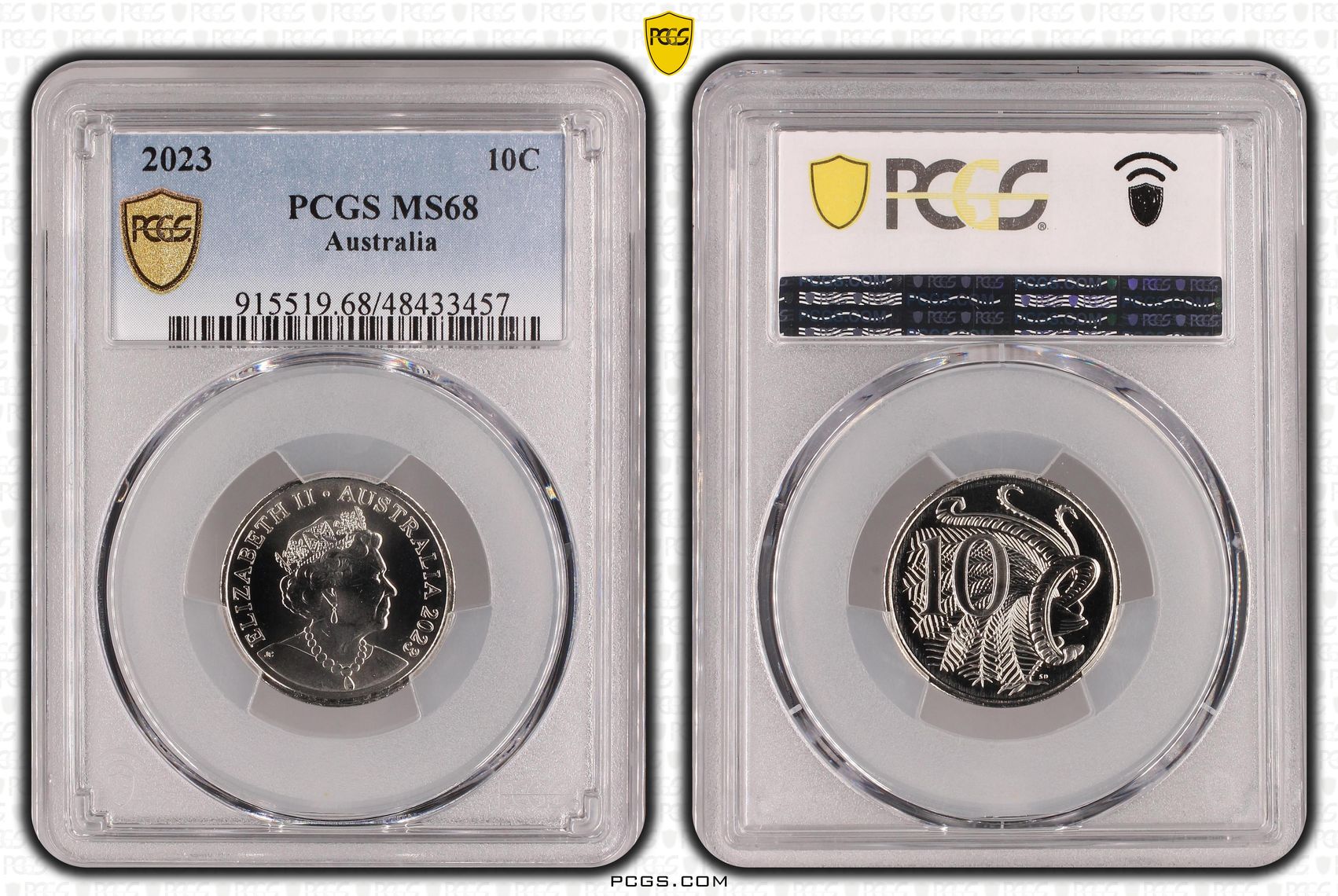 Elizabeth II, Ten Cent, 2023, PCGS MS68