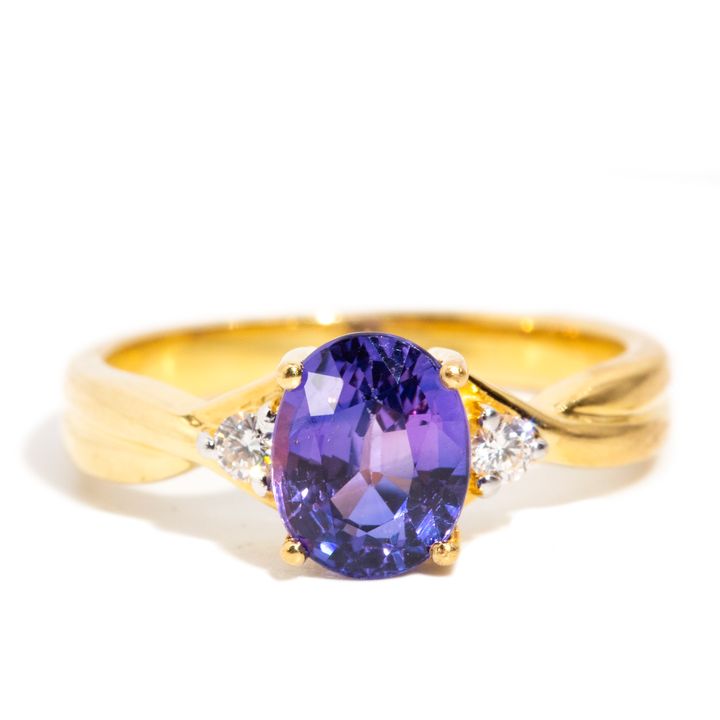 1.82 Carat Purple Sapphire & Diamond 18ct Gold Ring,