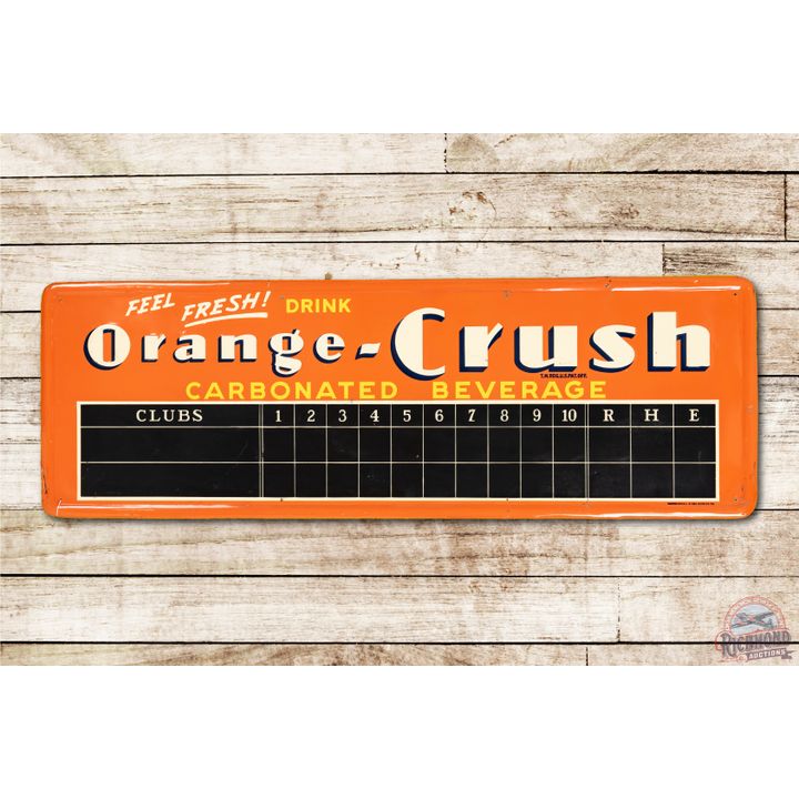 1939 Orange-Crush Metal Score Board Sign TAC 8.5