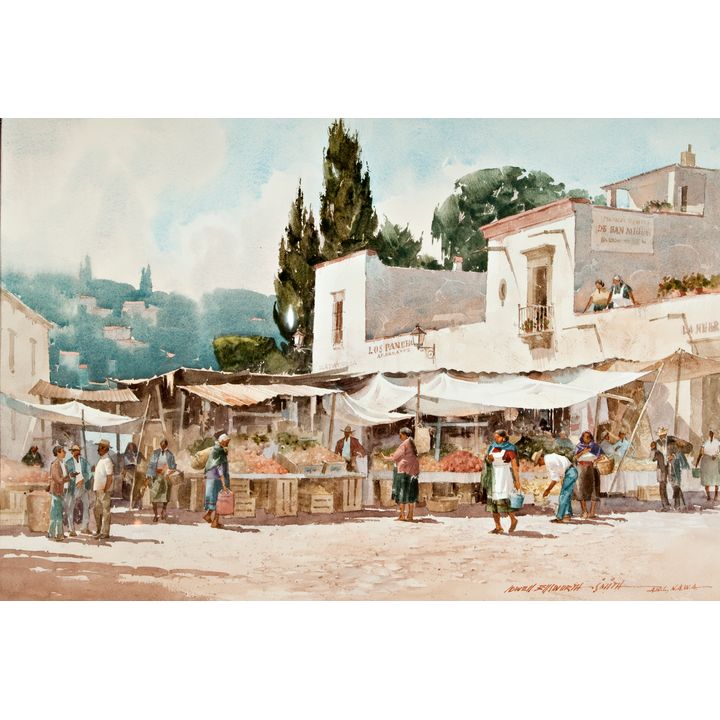 Lowell Ellsworth Smith (1924-2008), Market Place, San Miguel, Mexico