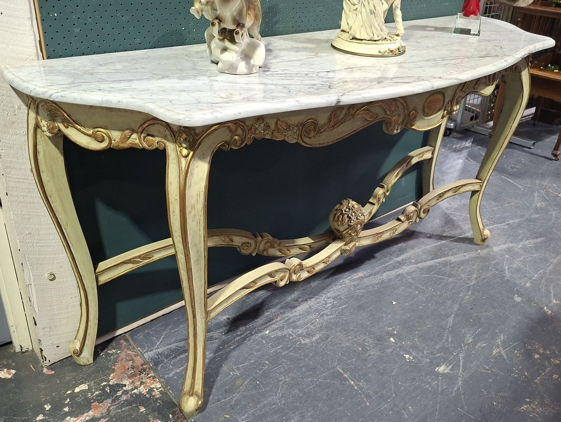 LOUIS XV STYLE MARBLE TOPPED CONSOLE TABLE