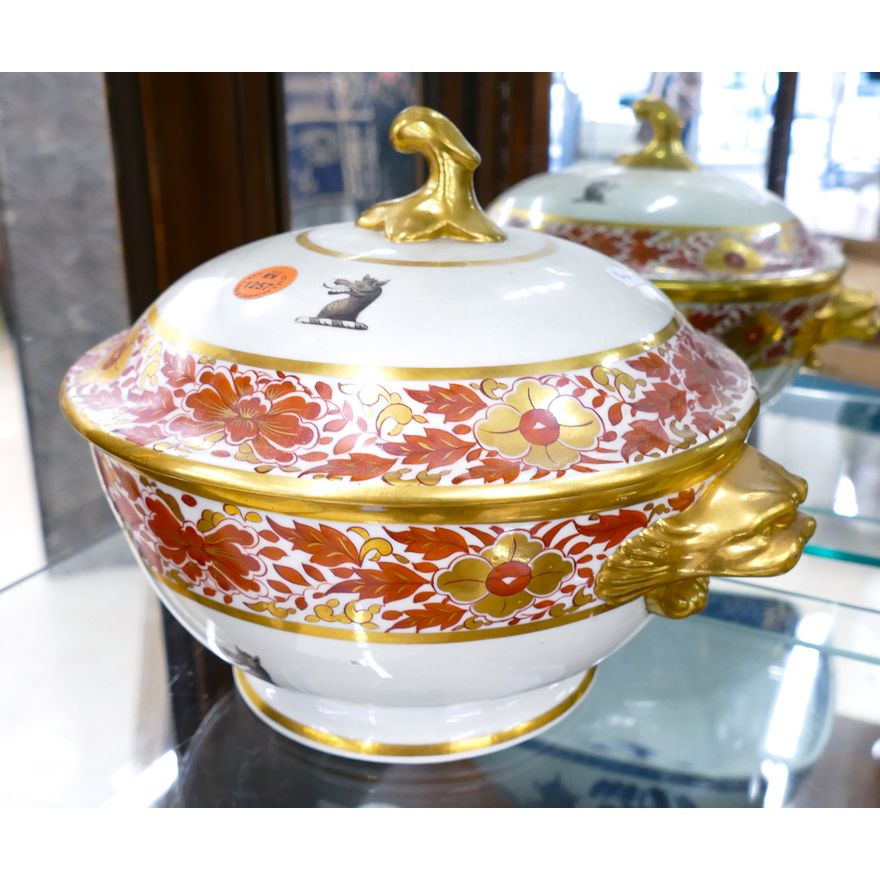 Antique Old Paris Armorial Gilt Covered Server 11''
