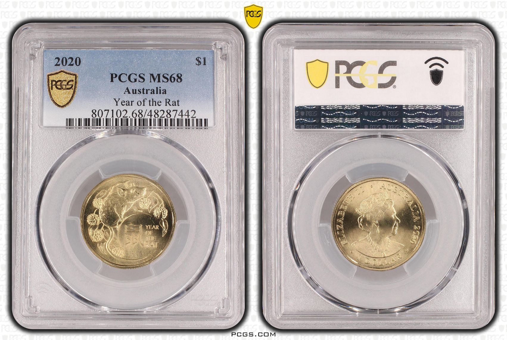 255 · Year of the Rat , One Dollar, 2020, PCGS MS68