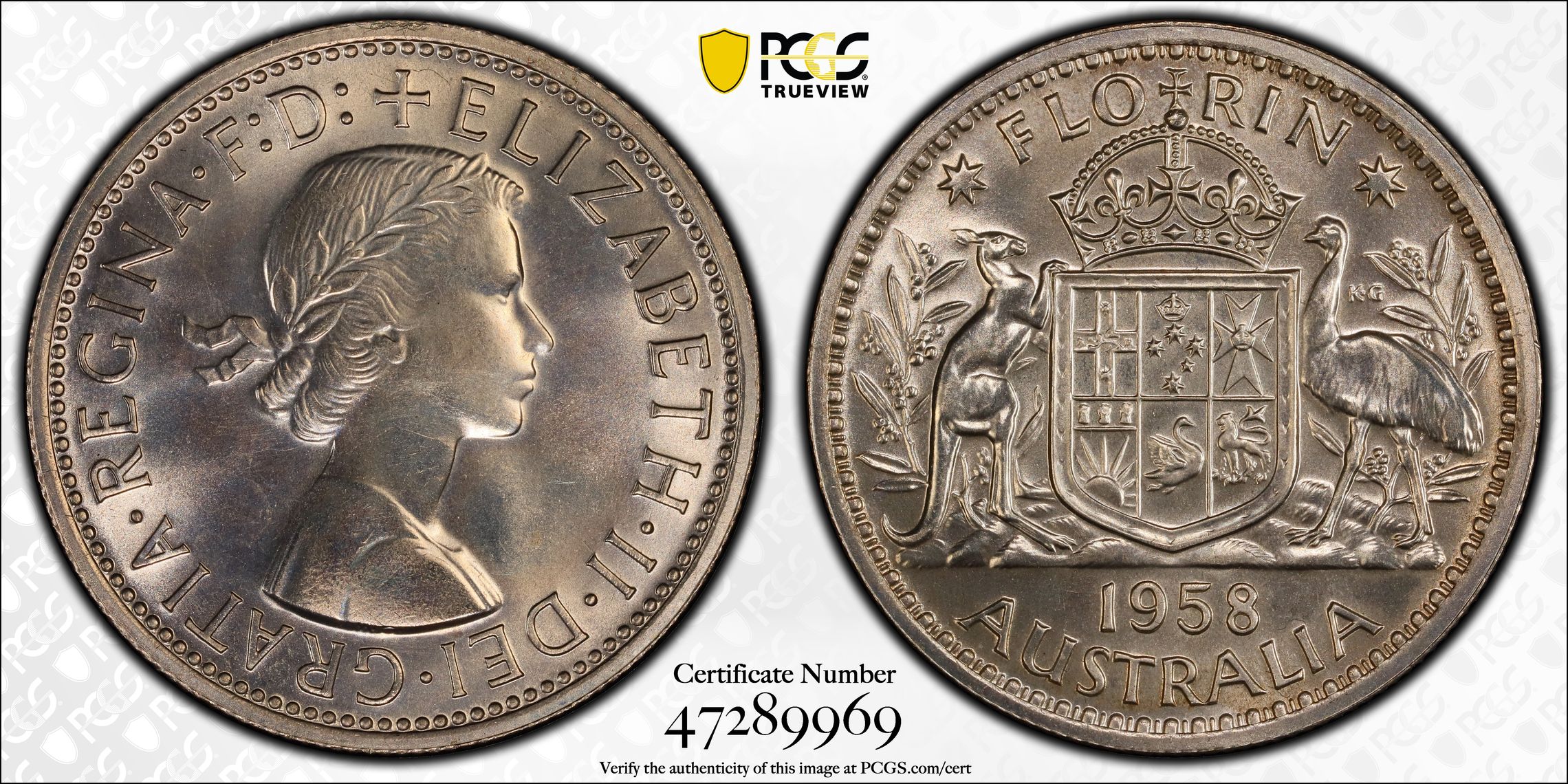 Elizabeth II, Florin, 1958(m), PCGS PR66