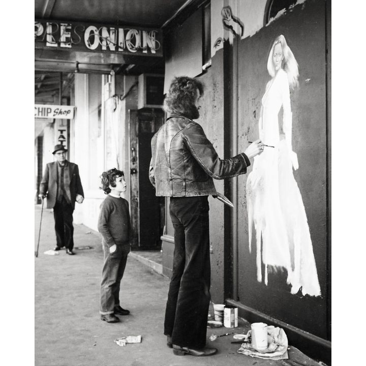 Ans Westra 'Repainting the exterior of the Purple Onion striptease club in Vivian Street after a fire, 1974'