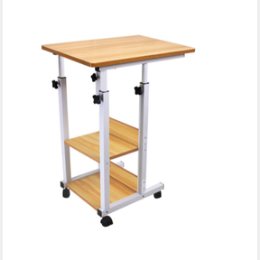 40X60CM WHEELED OVERBED LAPTOP TABLE AND TWO-TIER STORAGE RACK DESK