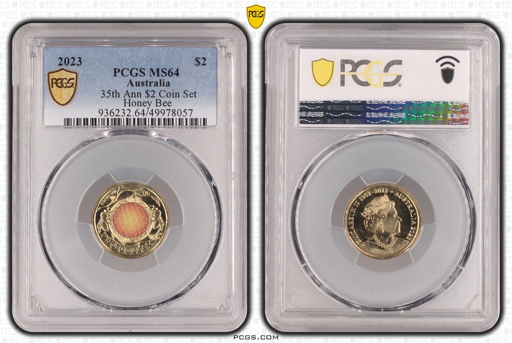 35th Ann $2 Coin Set Colorized Honey Bee , Two Dollar, 2023, PCGS MS64
