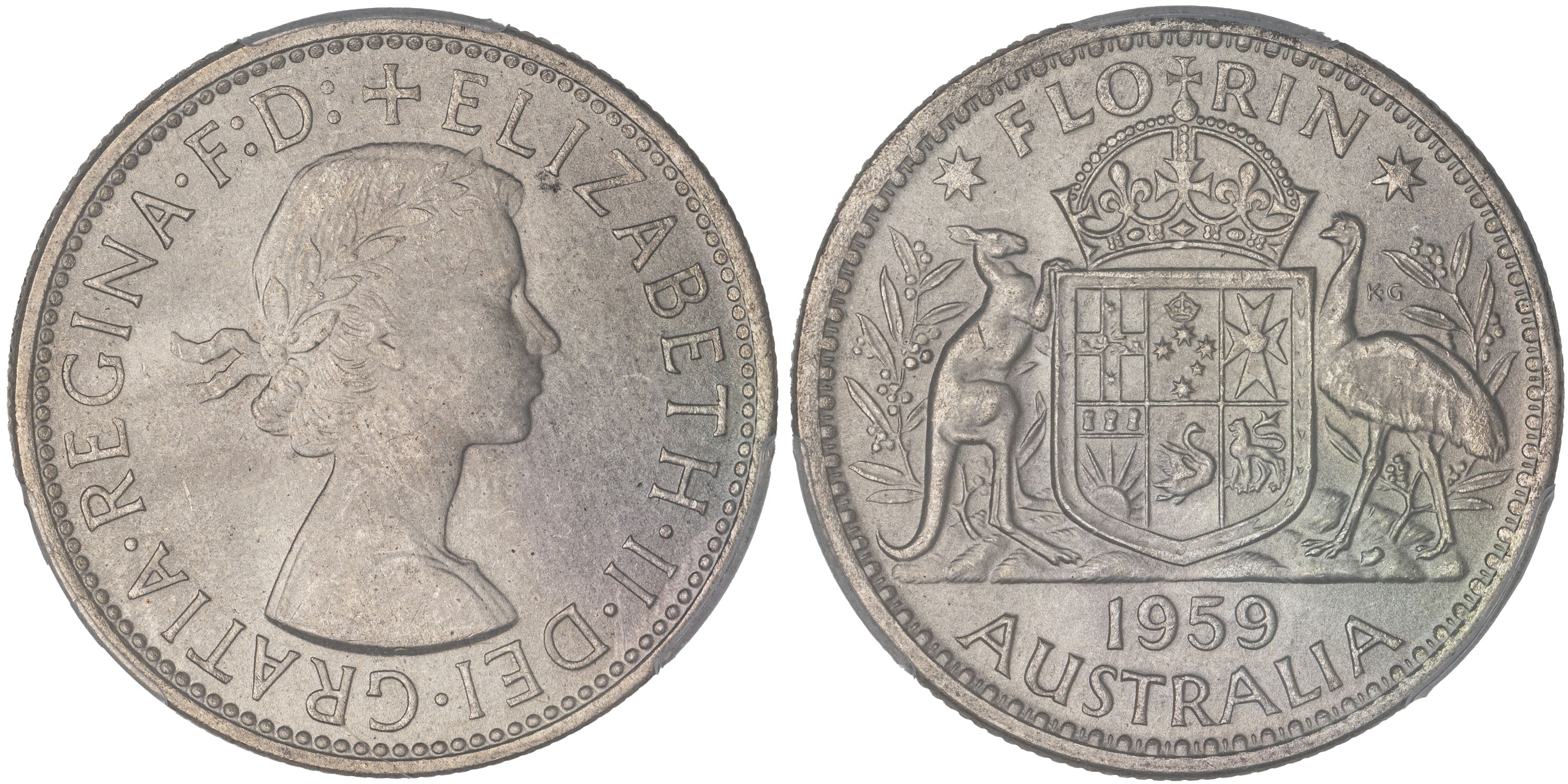 Elizabeth II, Florin, 1959, PCGS MS65