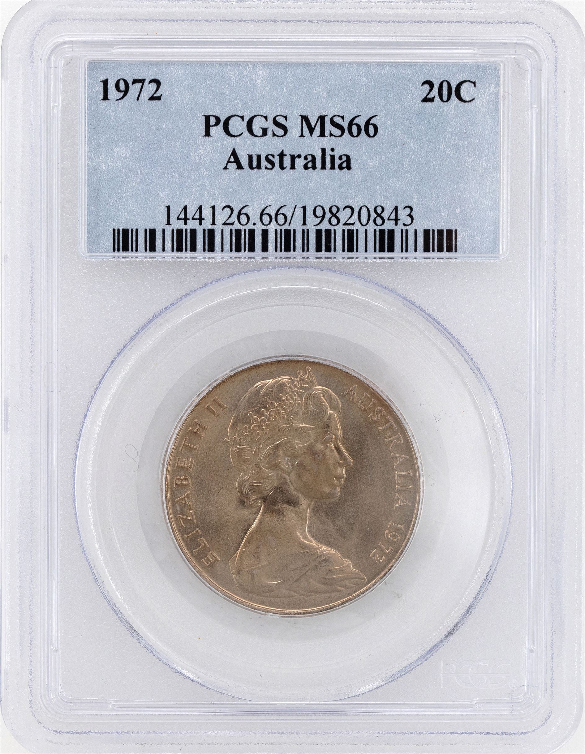 1972 Australia Twenty Cent, 20c PCGS - MS66 -843