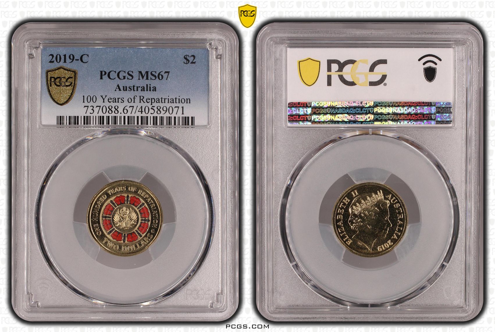 100 Years of Repatriation Colorized, Two Dollar, 2019-C, PCGS MS67