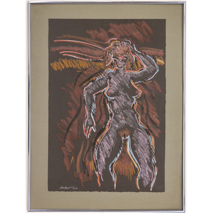 Byron Gardner ''Nude'' 1979 Wax Pastel on Paper Framed 26.5''x20''