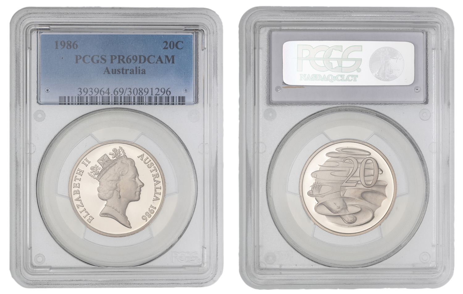 Elizabeth II, Twenty Cent, 1986, PCGS PR69DCAM
