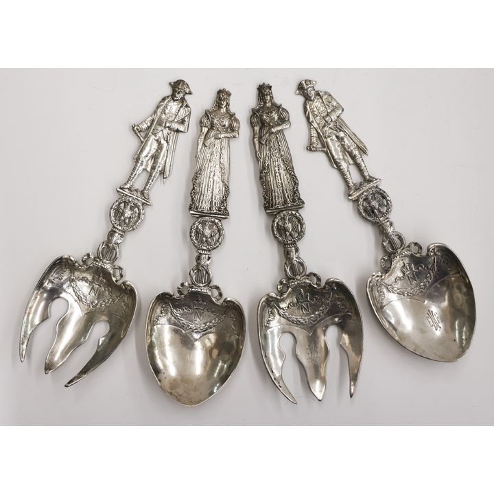2 Pairs of Coppini Italian Silver Napoleonic Serve