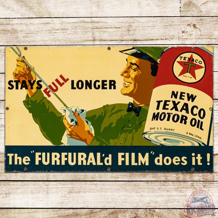 1937 Texaco the "Furfural'd Film" Does It SST Sign - 8.25