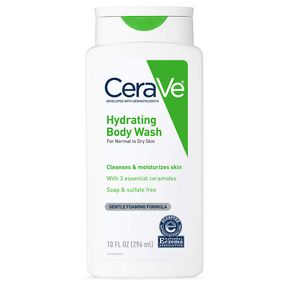 CERAVE BODY WASH FOR DRY SKIN, MOISTURIZING BODY WASH WITH HYALURONIC ACID AND CERAMIDES, PARABEN, SULFATE & FRAGRANCE FREE, 10 OU