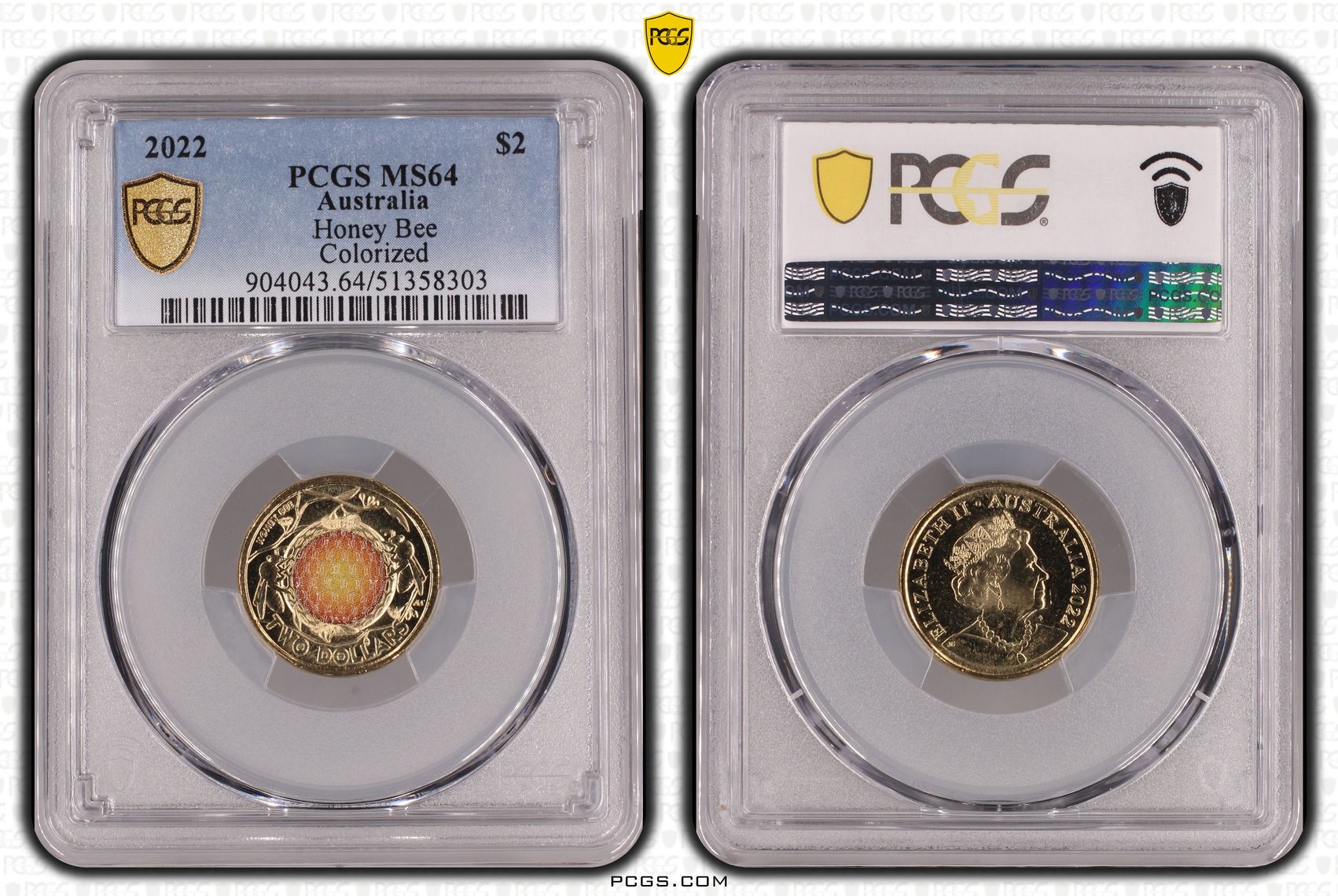 Honey Bee Colorized, Two Dollar, 2022, PCGS MS64