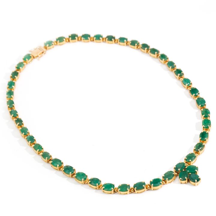 Ornate Emerald Gold Necklace