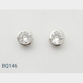 Sterling Silver Tube Set Earrings With 4mm Czs - 51533/248
