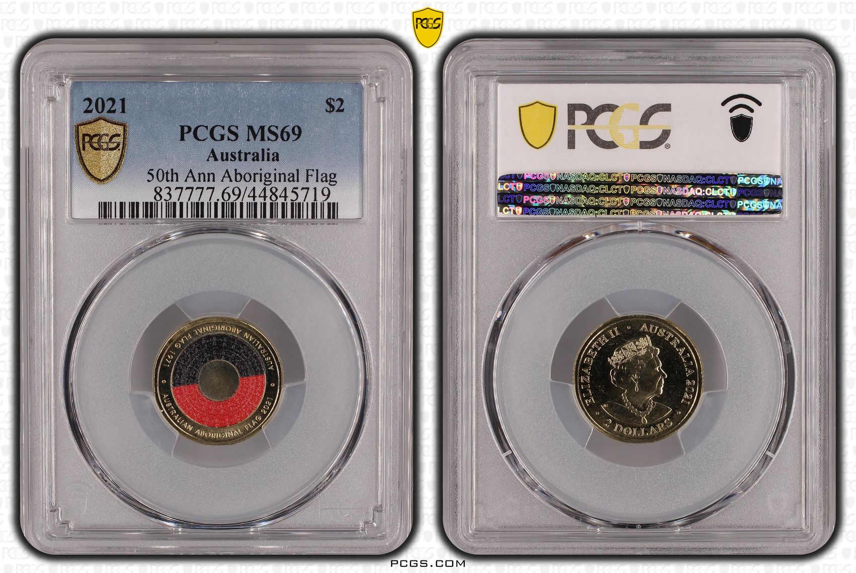 2021 Australia Two Dollar, $2 50th Ann Aboriginal Flag PCGS - MS69 POP 22/0 -719