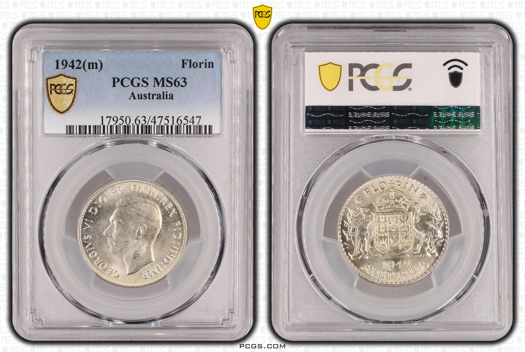 Florin, 1942(m), PCGS MS 63