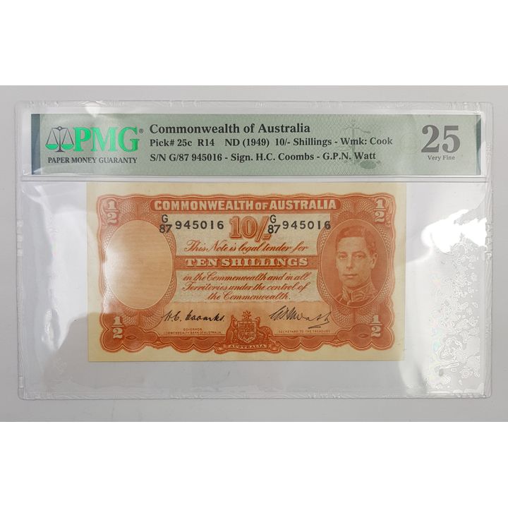 CoA C/W Ten Shilling Note - VF 25